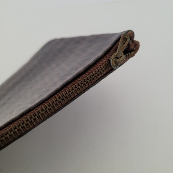 Valentino Vintage Pouch Wallet Zip Clutch Designer 7x4 Designer Brown Logo - Picture 3 of 10